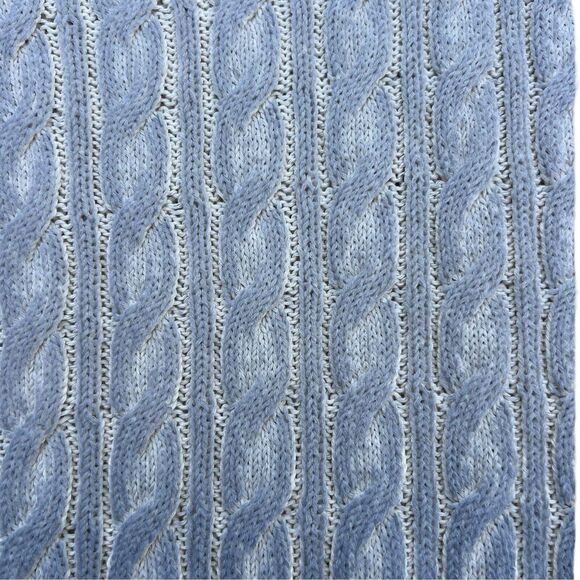 Zara Cable Knit Sleeveless V-Neck Cardigan Sweater Vest Men's Size L Light Blue - Picture 5 of 5